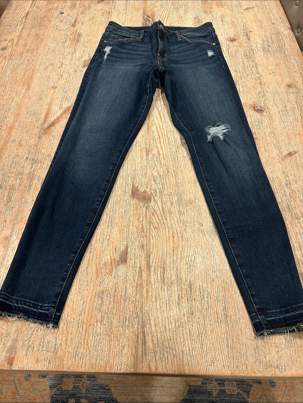 Sanctuary Indigo Skinny Jeans with Knee Distress